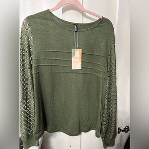 Olive Green Lace Sleeve Tunic by St. John's Bay